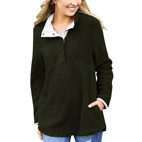 Women Sweater Coat Winter Warm 1/4 Button Outfits Pullover Coat Coat Outwear