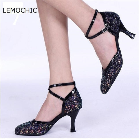 LEMOCHIC high quality rumba latin tango jazz belly tap arena classical ballroom high heels new listing shoes for dancing ladies