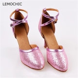 LEMOCHIC high quality rumba latin tango jazz belly tap arena classical ballroom high heels new listing shoes for dancing ladies