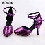 LEMOCHIC high quality rumba latin tango jazz belly tap arena classical ballroom high heels new listing shoes for dancing ladies