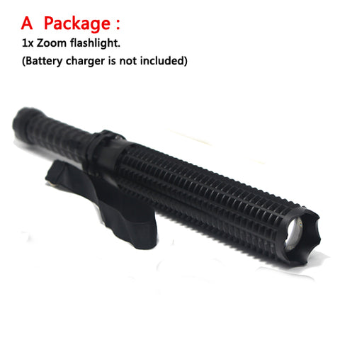 Powerful led flashlight 18650 CREE Q5 Telescopic baton self defense police 1101 Patrol LED rechargeable flash light