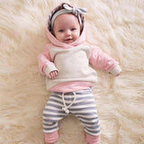 3pcs Toddler Baby Boy Girl Clothes Set Hoodie Tops+Pants+Headband Outfits