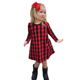 Toddler Infant Kids Baby Girl Plaid Print Dress Outfits Clothes Dress