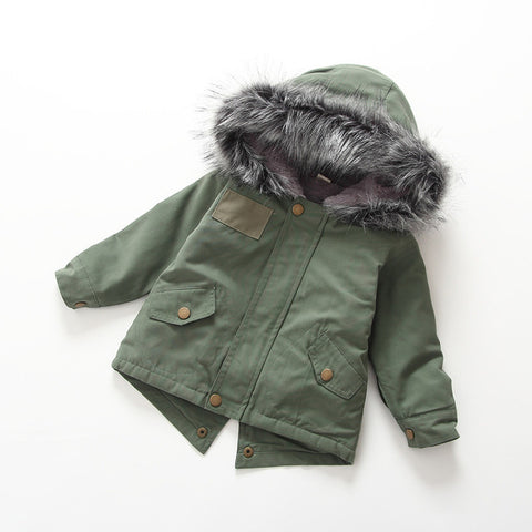 Children Jackets Winter Warm Coat Fur Collar Baby Kids Clothes Toddler Clothing Outerwear Infant Overcoat Boys And Girls Parkas