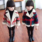 Kids Boy Girl Plaid Fleece Zippered Jacket Fashion Woolen Coat 2017 Baby Autumn Winter Slim Coat Warm Outwear Children Clothing