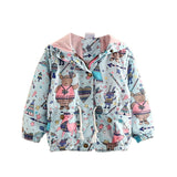 Cute Kids Jackets Coats Cartoon Graffiti Hooded Windbreaker Toddler Girls Boys Autumn Spring Jacket Outerwear