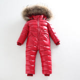 New 2017 Russia winter Boys Clothing Waterproof Down Warm Jacket For Girls Kids 7 Color Thick Jumpsuit Coats White Duck Down
