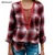 Fashion Plaid Shirts Women Long Sleeve Female Tops Low V Neck Sexy Lace Up Loose High Ladies Blouses Shirts Women'S Plaid Shirt